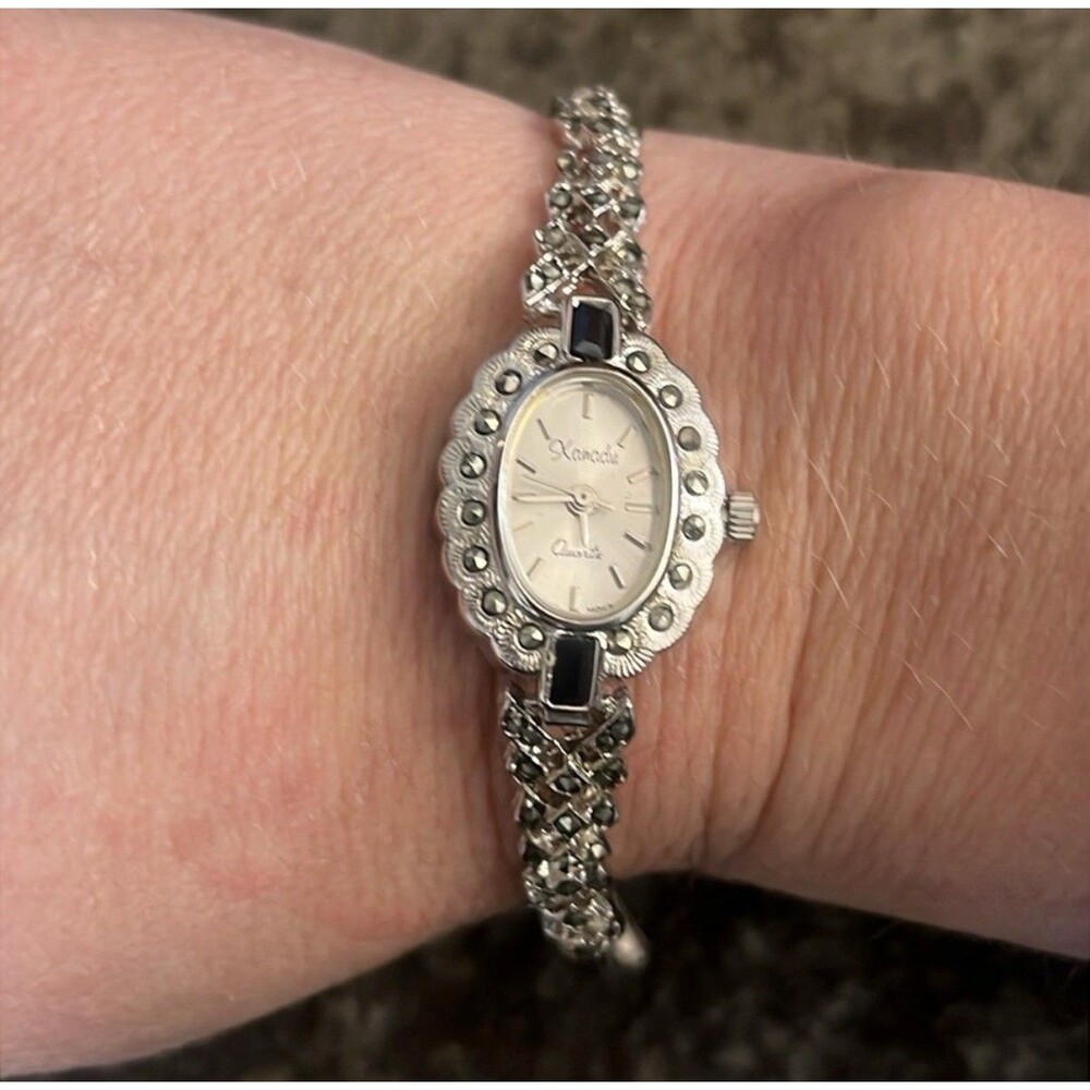 Xanadu Silver Tone Marcasite Women's Watch Vintage Art Deco Needs Battery